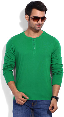 

Flippd Solid Men's Henley Green T-Shirt