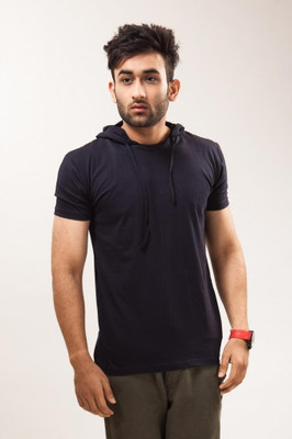 

Unisopent Designs Solid Men's Hooded Black T-Shirt