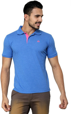 

Cotton County Premium Solid Men's Flap Collar Neck Blue T-Shirt, Sky blue