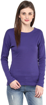 

Hypernation Solid Women's Round Neck Purple T-Shirt