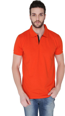 

Joke Tees Solid Men's Polo Neck Orange T-Shirt, Fire orange