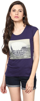 

Fritzberg Printed Women's Round Neck Blue T-Shirt