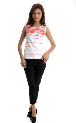 Wrangler Printed Women's Round Neck White T-Shirt, White/orange