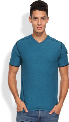 

Arise Self Design Men' V-neck Light Blue T-Shirt, Teal