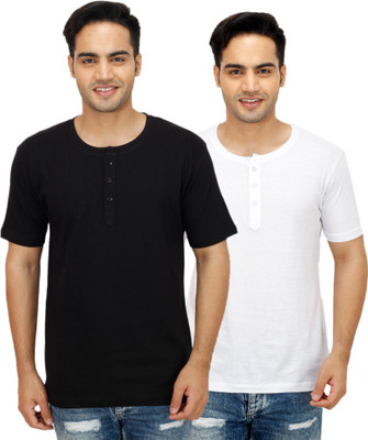 

Sanvi Traders Solid Men Henley Multicolor T-Shirt(Pack of 2