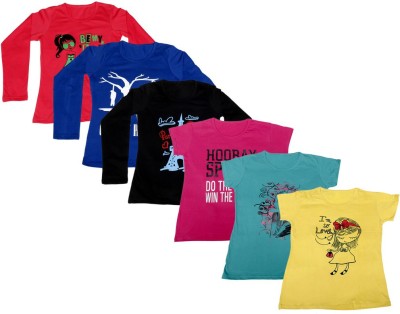 Indistar Printed Women Round Neck Red, Blue, Pink, Black, Yellow T-Shirt