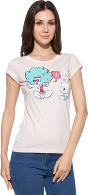 

Chimp Graphic Print Women's Round Neck Pink T-Shirt, Blushing bride