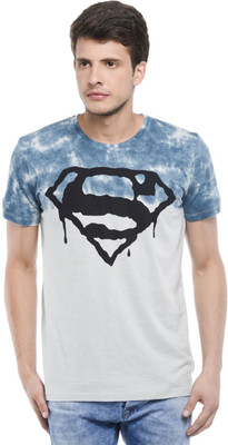 Superman Printed Men' Round Neck Grey T-Shirt, Light grey