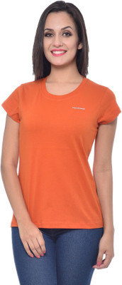 

Frenchtrendz Solid Women's Round Neck Orange T-Shirt, Rust
