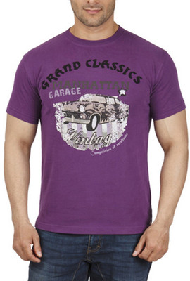 

Parx Printed Men's Fashion Neck Purple T-Shirt