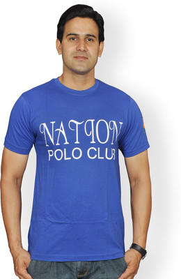 

Nation Polo Club Solid Men's Round Neck Blue T-Shirt