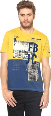 

Fritzberg Printed Men' Round Neck Yellow T-Shirt, Sulphur