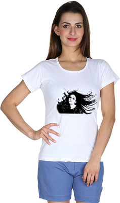 

Faireno Printed Women's Round Neck White T-Shirt
