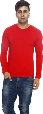 

Gritstones Solid Men's V-neck T-Shirt, Red