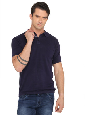 

Donear NXG Solid Men's Polo Neck Blue T-Shirt