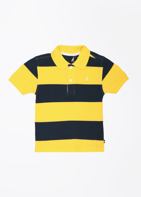 

Nautica Boys Striped Cotton T Shirt(Multicolor, Pack of 1, 738