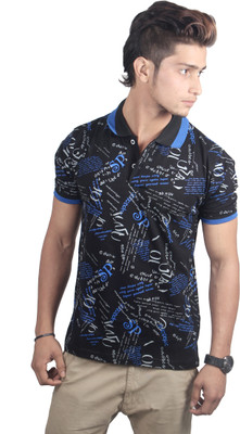 

Spur Printed Men's Polo Neck Black T-Shirt