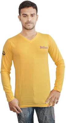 

Al-Harsha Trend Solid Men's V-neck Yellow T-Shirt