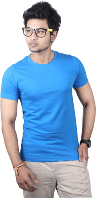 Spur Solid Men's Round Neck Blue T-Shirt, Ink blue
