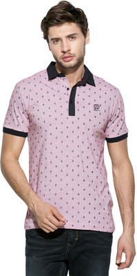 

Mufti Self Design Men's Polo Neck Pink T-Shirt, Red