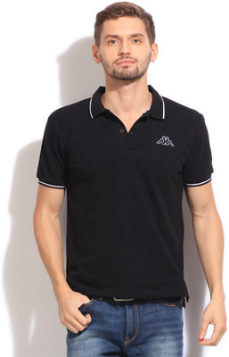 

Kappa Solid Men's Polo Neck Black T-Shirt