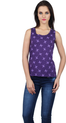 Imagica Printed Women's Round Neck Purple T-Shirt available at flipkart for Rs.280