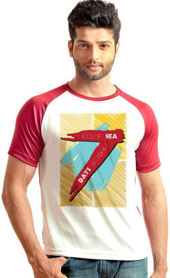 

6th Cross Graphic Print Men's Round Neck Multicolor T-Shirt, Maroon;white