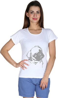 

Faireno Printed Women' Round Neck White T-Shirt