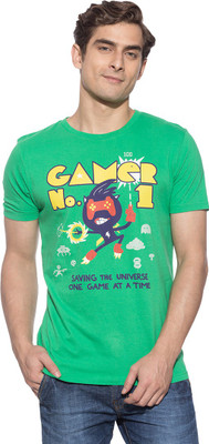

Chimp Graphic Print Men's Round Neck Green T-Shirt, New green