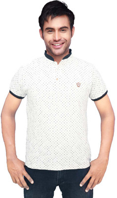 

Gallop Printed Men's Polo Neck White T-Shirt