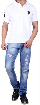 

Ganesh Creation Solid Men's Polo Neck White T-Shirt