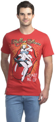 

Rolling Stone Printed Men' Round Neck Red T-Shirt, Rolling stone red