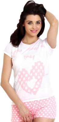 

Slumber Jill Printed Women' Round Neck White T-Shirt