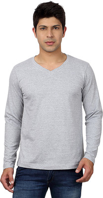 

Top Notch Solid Men's V-neck Grey T-Shirt, Grey melange