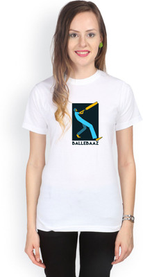 

Campus Sutra Printed Women' Round Neck White T-Shirt