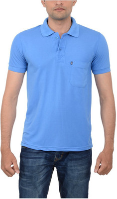 Japroz Solid Men Polo Neck Light Blue T-Shirt