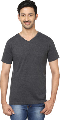Trendamo Solid Men's V-neck Grey T-Shirt available at flipkart for Rs.199