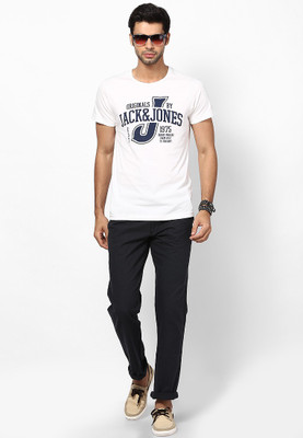 Jack & Jones Graphic Print Men' Round Neck White T-Shirt, Cloud dancer