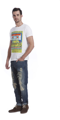

Jack & Jones Graphic Print Men's Round Neck White T-Shirt, Cloud dancer