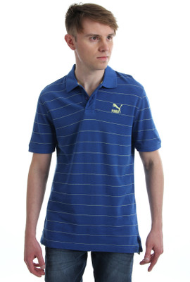 

Puma Striped Men' Polo Neck Blue T-Shirt, Monaco blue-mon