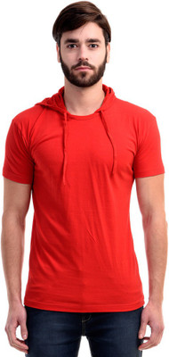 

Mi Moda Solid Men's Hooded Red T-Shirt