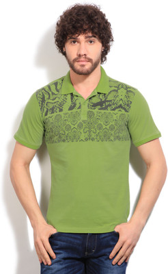 

Flippd Printed Men' Polo Neck Green T-Shirt, Parrot green