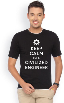

Campus Sutra Printed Men Round Neck Black T-Shirt