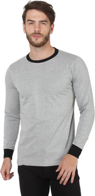 

SayItLoud Solid Men' Round Neck Grey, Black T-Shirt, Black;grey