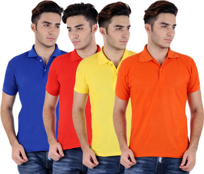 

Sanvi Traders Solid Men Polo Neck Multicolor T-Shirt(Pack of 4