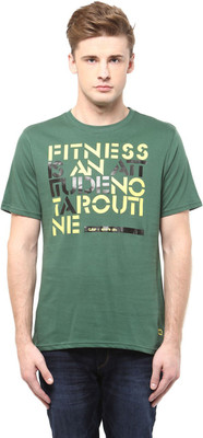 

Ajile by Pantaloons Printed Men's Round Neck Green T-Shirt