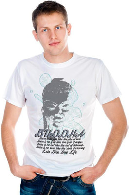 

6th Cross Graphic Print Men's Round Neck White T-Shirt