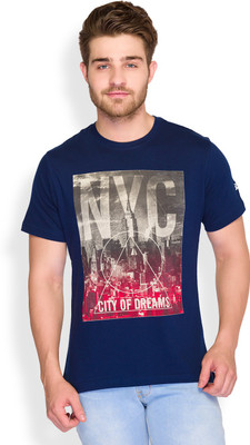 

Parx Printed Men's Round Neck Blue T-Shirt