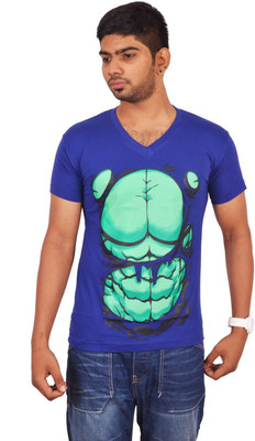 

Rogue Printed Men's V-neck Blue T-Shirt