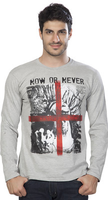 

Alan Jones Printed Men's Round Neck Grey T-Shirt